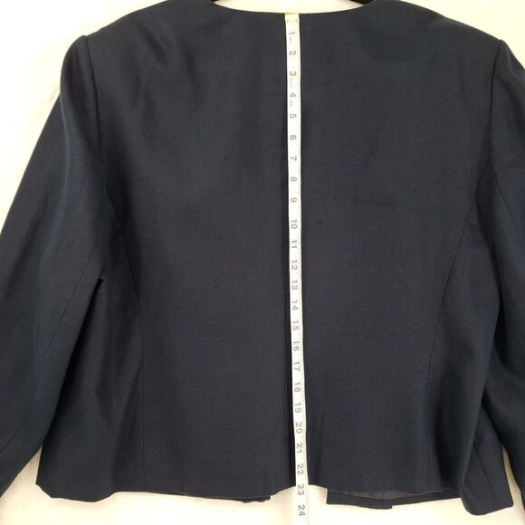 Talbots Blazer Womens 20W Navy Blue Irish Linen Lined Career Suit Jacket Pockets - Picture 7 of 9